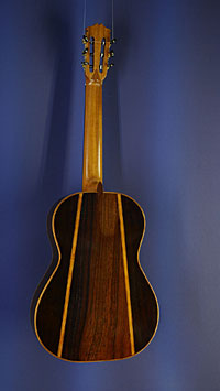 Hein Gitarrenbau Meistergitarre Form nach Santos Hernandez (1924) und Schallloch nach Francisco Simplicio (1930) Fichte, Palisander, Mensur 65 cm, 2024, R&uuml;ckseite