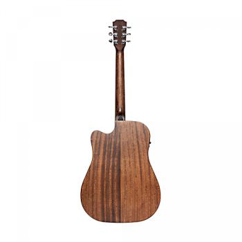 Preview: Akustikgitarre mit Tonabnehmer J.N. Dovern, Westerngitarre in Dreadnought-Form, mit massiver Mahagonidecke und Cutaway, Rückseite