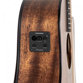 Preview: Akustikgitarre mit Tonabnehmer J.N. Dovern, Westerngitarre in Dreadnought-Form, mit massiver Mahagonidecke und Cutaway, Zarge, Pickup