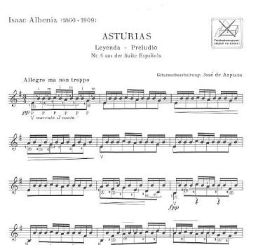 Preview: Albéniz, Isaac: Asturias, Noten für Gitarre Beispiel