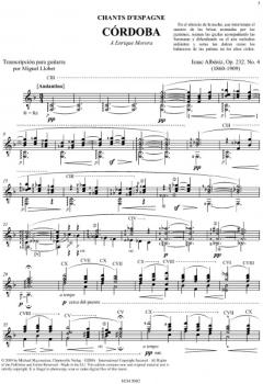 Preview: Albéniz, Isaac: Córdoba - Miguel Llobet Collection, für Gitarre solo, Noten