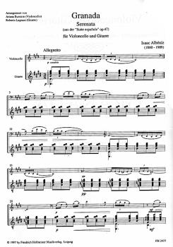 Preview: Albeniz, Isaac: Granada aus Suite Espanola op. 47 für Cello und Gitarre, Note, Beispiel