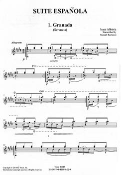 Preview: Albeniz, Isaac: Suite Espanola op. 47, Bearbeiter Manuel Barrueco, Gitarre solo, Noten Beispiel
