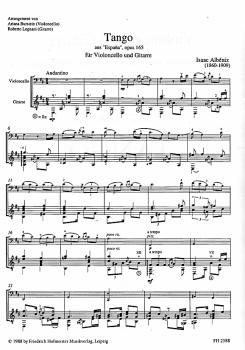 Preview: Albeniz, Isaac: Tango aus Espana op. 165 für Cello und Gitarre, Noten Beispiel