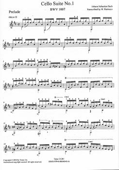 Preview: Bach, Johann Sebastian: Cello Suite 1, BWV 1007, Bearbeiter Manuel Barrueco, Gitarre solo Noten Beispiel