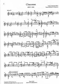 Preview: Bach, Johann Sebastian: Chaconne aus Partita II d-moll, BWV 1004, Bearb. Manuel Barrueco, Gitarre solo Noten Beispiel