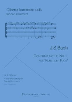 Bach, Johann Sebastian: Contrapunctus Nr. 1 aus die Kunst der Fuge, für Gitarrenquartett oder Gitarrenorchester, Noten