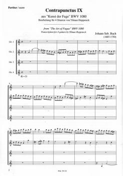 Preview: Bach, Johann Sebastian: Contrapunctus Nr. 9 aus die Kunst der Fuge, Gitarrenquartett oder Gitarrenorchester, Noten Beispiel