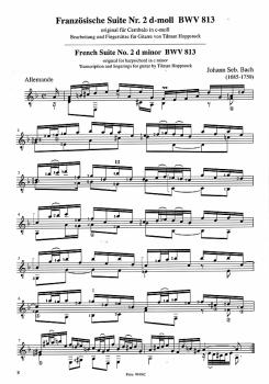 Preview: Bach, Johann Sebastian: Französische Suite Nr. 2, BWV 813, d-moll für Gitarre solo, Noten Beispiel