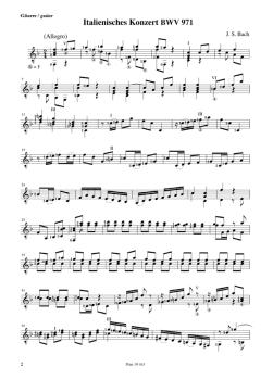 Preview: Bach, Johann Sebastian: Italienisches Konzert F-Dur BWV 971 für Mandoline (Flöte/Violine) und Gitarre Noten Beispiel