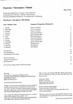 Preview: Baroque Guitar Anthology Vol. 4, Barock Sammlung für Gitarre solo, Noten Inhalt