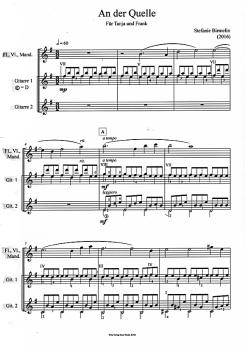 Preview: Birmelin, Stefanie: An der Quelle für ein Melodieinstrument (Flöte, Mandoline, Violine) und zwei Gitarren, Noten, Beispiel