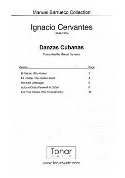Preview: Cervantes, Igancio: Danzas Cubanas, ed. Manuel Barrueco für Gitarre  solo, Noten Inhalt