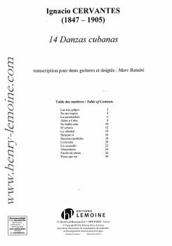 Preview: Cervantes, Ignacio: Danzas Cubanas for 2 guitars, sheet music for guitar duo content