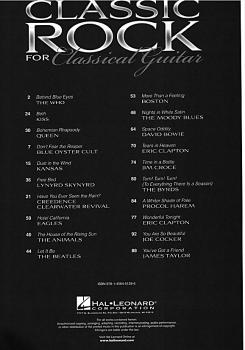 Preview: Classic Rock for Classical Guitar solo, Gitarre solo Noten und Tabulatur Inhalt