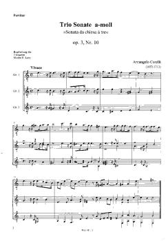 Preview: Corelli, Arcangelo: Triosonate a-moll op.3 Nr.10 für 3 Gitarren, Gitarrentrio Noten Beispiel