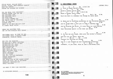 Das Ding Weihnachten, Songbook A5 für Gitarre, ohne Noten Inhalt