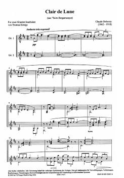 Preview: Debussy, Claude: Clair de Lune aus Suite Bergamasque für Gitarrenduo, Noten Beispiel