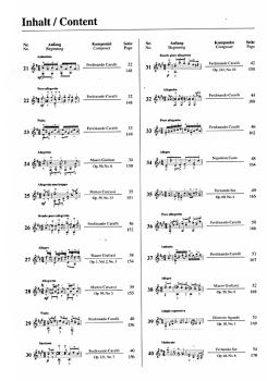Preview: Die 100 wichtigsten Etüden für klassische Gitarre, Noten Inhalt