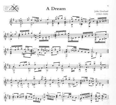 Preview: Dowland, John: A Dream,  Melancholy Galliard, Sir John Smith his Almaine, A Fancy - Neue Karl Scheit Gitarren Edition, Noten Beispiel