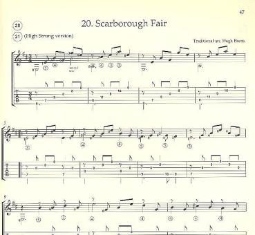 Preview: English Folk Tunes for guitar, Noten und Tabulatur Beispiel