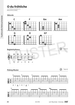 Preview: Let`s Play Guitar Christmas, Songbuch mit Weihnachtsliedern für Gitarre von Alexander Espinosa, Liedbegleitung, Beispiel