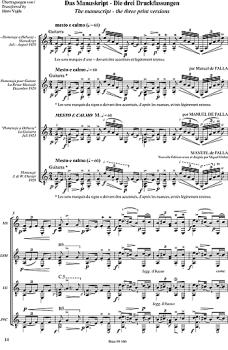 Preview: Falla, Manuel de: Homenaje in 4 Versionen für Gitarre, Noten Beispiel 4 Fassungen