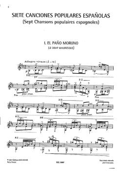 Preview: Falla, Manuel de: Siete Canciones Populares Españolas für Gesang und Gitarre, Noten Beispiel