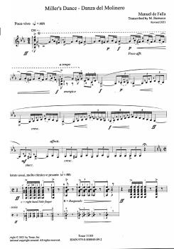 Preview: Falla; Manuel de: Three Dances from The Three-Cornered Hat bearbeitet von Manuel Barrueco für Gitarre solo, Noten Beispiel
