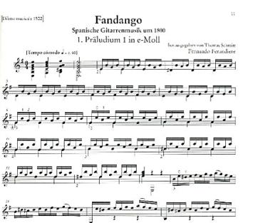 Preview: Fandango - Spanische Gitarrenmusik um 1800, Noten für Gitarre solo Beispiel
