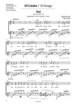Preview: Fauré, Gabriel: 10 Lieder für Gesang und Gitarre, Noten Beispiel