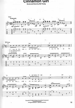 Preview: Fingerpicking Neil Young, Greatest His für Gitarre solo, Songbook in Noten und Tabulatur Beispiel