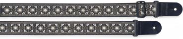 Preview: Guitar strap with brodered folk pattern, white