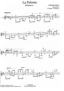 Preview: Granados: A la Cubana - Malats: La Morena - Iradier: La Paloma, Transkription Manuel Barrueco für Gitarre solo, Noten Beispiel