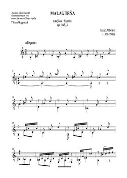 Preview: Great Composers for Young Guitarists: Albeniz; Isaak: Asturias and Malaguena for guitar solo - intermediate, sheet music sample