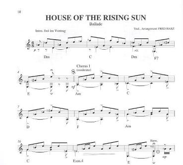Preview: Harz, Fred: 20 Guitar lights - Evergreens für Gitarre solo, Noten Beispiel