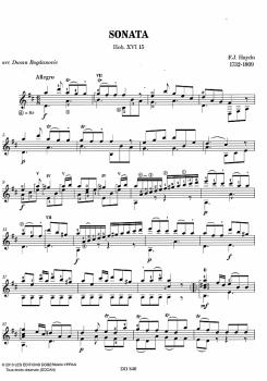 Preview: Haydn, Joseph: Sonata Hob. XVI für Gitarre solo bearbeitet von Dusan Bogdanovic, Noten Beispiel