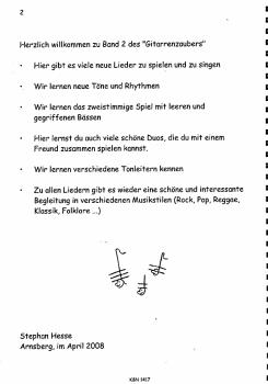 Preview: Hesse, Stephan: Gitarrenzauber Bd. 2, Kindergitarrenschule Inhalt