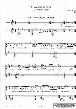 Preview: Holliger, Heinz: Valeria-Lieder für Sopran und Gitarre, Gedichte aus Clemens Brentanos 
