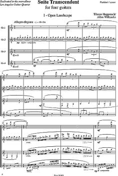 Preview: Hoppstock, Tilmann (Willcocks, Allan): Suite Transcendent für 4 Gitarren, Partitur, Noten Beispiel