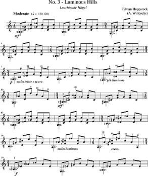 Preview: Hoppstock, Tilmann (Willcocks, Allan): 12 impressionistic Sketches for guitar, Noten Beispiel