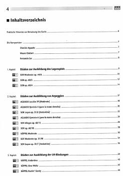 Preview: Käppel, Hubert: Die 33 wichtigsten Etüden für die Unterstufe, Gitarrenetüden, Noten Inhalt