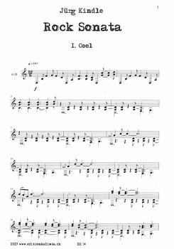 Preview: Kindle, Jürg: Rock Sonata für Gitarre solo, Noten und Tabulatur Beispiel
