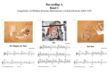 Preview: Kotucha, Matthias & Karin: Das mollige A Band 1, leichte Stücke mit leeren Bässen für Gitarre solo, Noten Beispiel