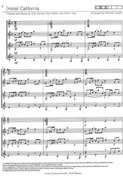 Preview: Langer, Michael / Eagles:  Hotel California, für 4 Gitarren, Gitarrenquartett oder Gitarrenensemble, Noten Beispiel