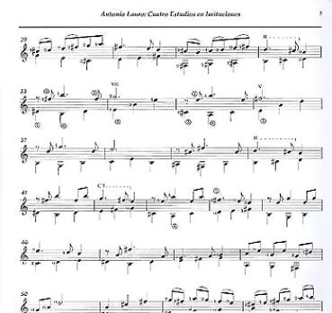 Preview: Lauro, Antonio: 4 Estudios en Imitaciones para guitarra, Noten Beispiel