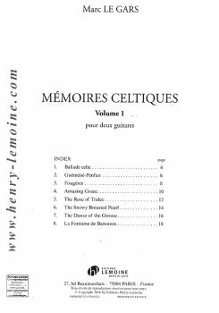 Preview: Le Gars, Marc: Memoires Celtiques Vol. 1 for 2 Guitars, sheet music for guitar duo content