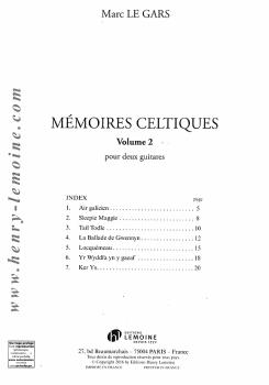 Preview: Le Gars, Marc: Memoires Celtiques Vol. 2 for 2 guitars, sheet music for guitar duo content