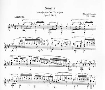 Preview: Paganini, Niccolo: 2 Sonatas op.3,1 und op.3,6, Bearb. Manuel Barrueco, Gitarre solo Noten Beispiel