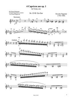 Preview: Paganini, Niccolò: 4 Capricen für Gitarre solo, Noten für Gitarre Beispiel